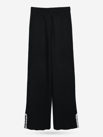 The Riviera Scallop-Trim Knit Set (black)