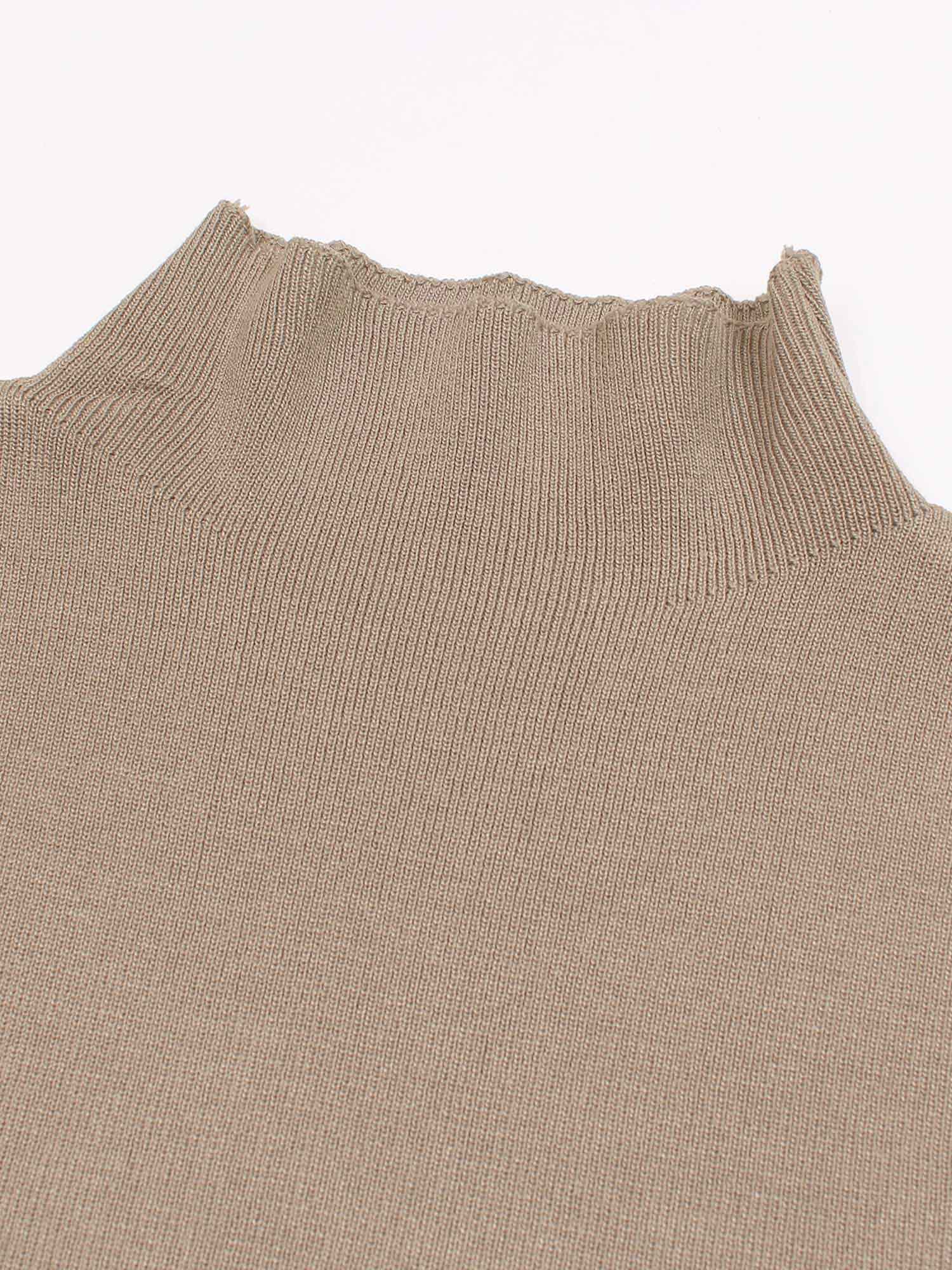 The Geo-Block Poncho Knit Set (Taupe & Cream)
