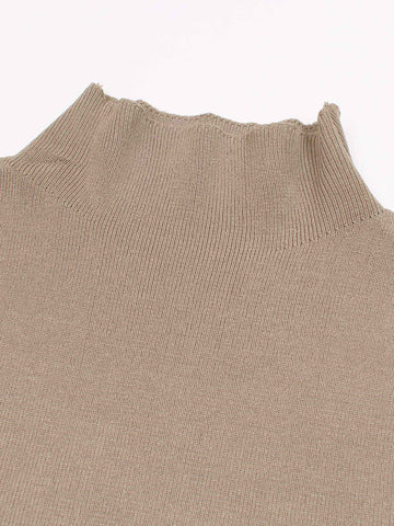 The Geo-Block Poncho Knit Set (Taupe & Cream)