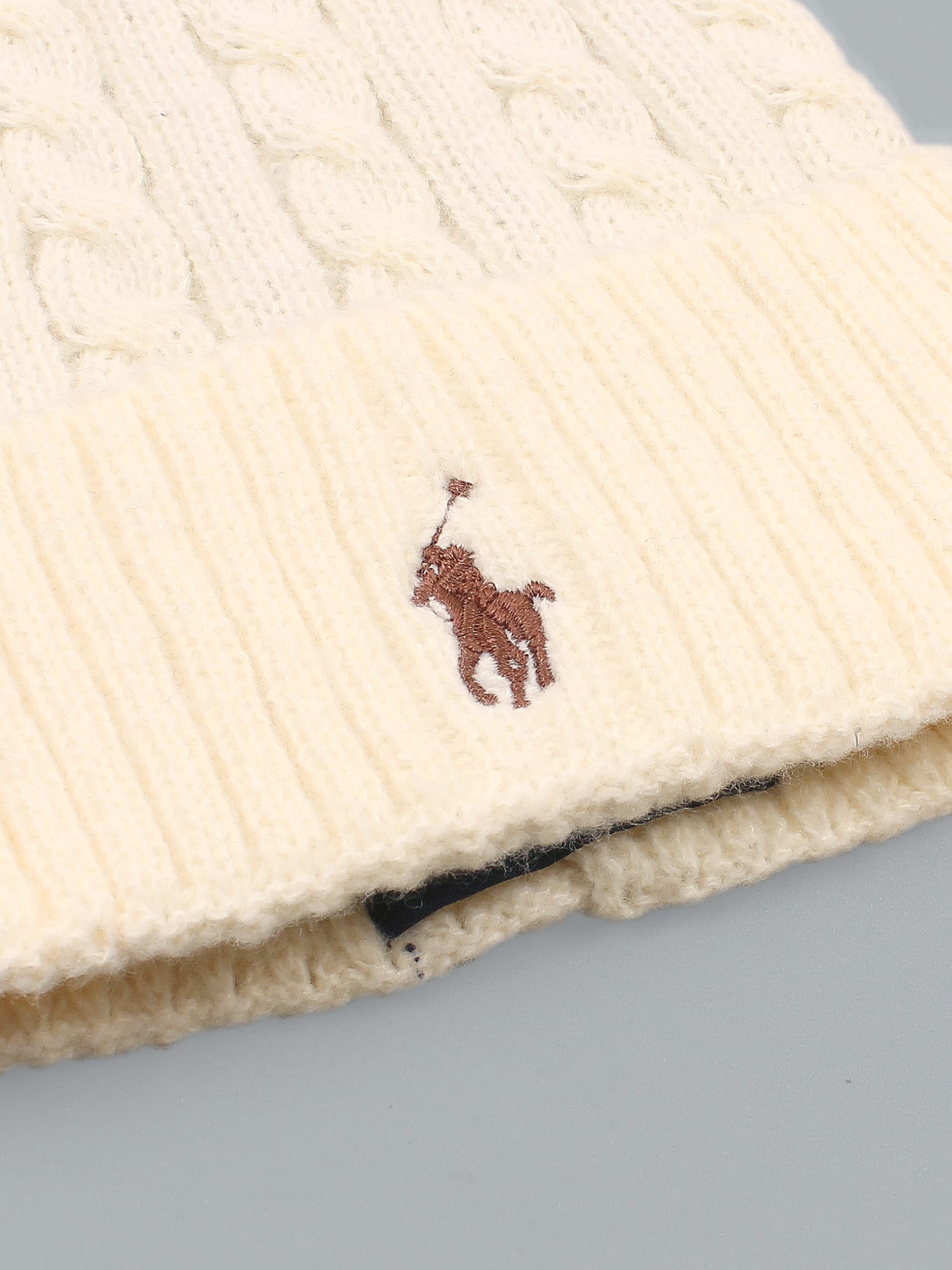 brandahub caps free size Rl Cable Knit Beanie (Beige)