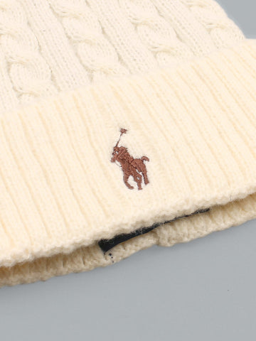 brandahub caps free size Rl Cable Knit Beanie (Beige)