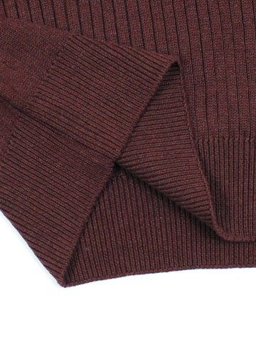 Brandahub sweaters RL Rib Knit Half Zipper Cotton Sweater (maroon)