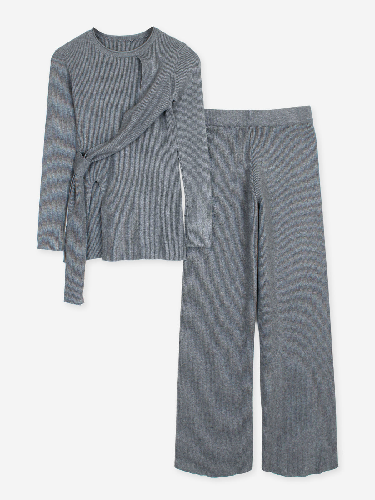 The Aura Asymmetrical Tie-Knit Set (grey)