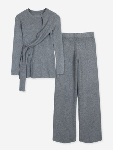 The Aura Asymmetrical Tie-Knit Set (grey)