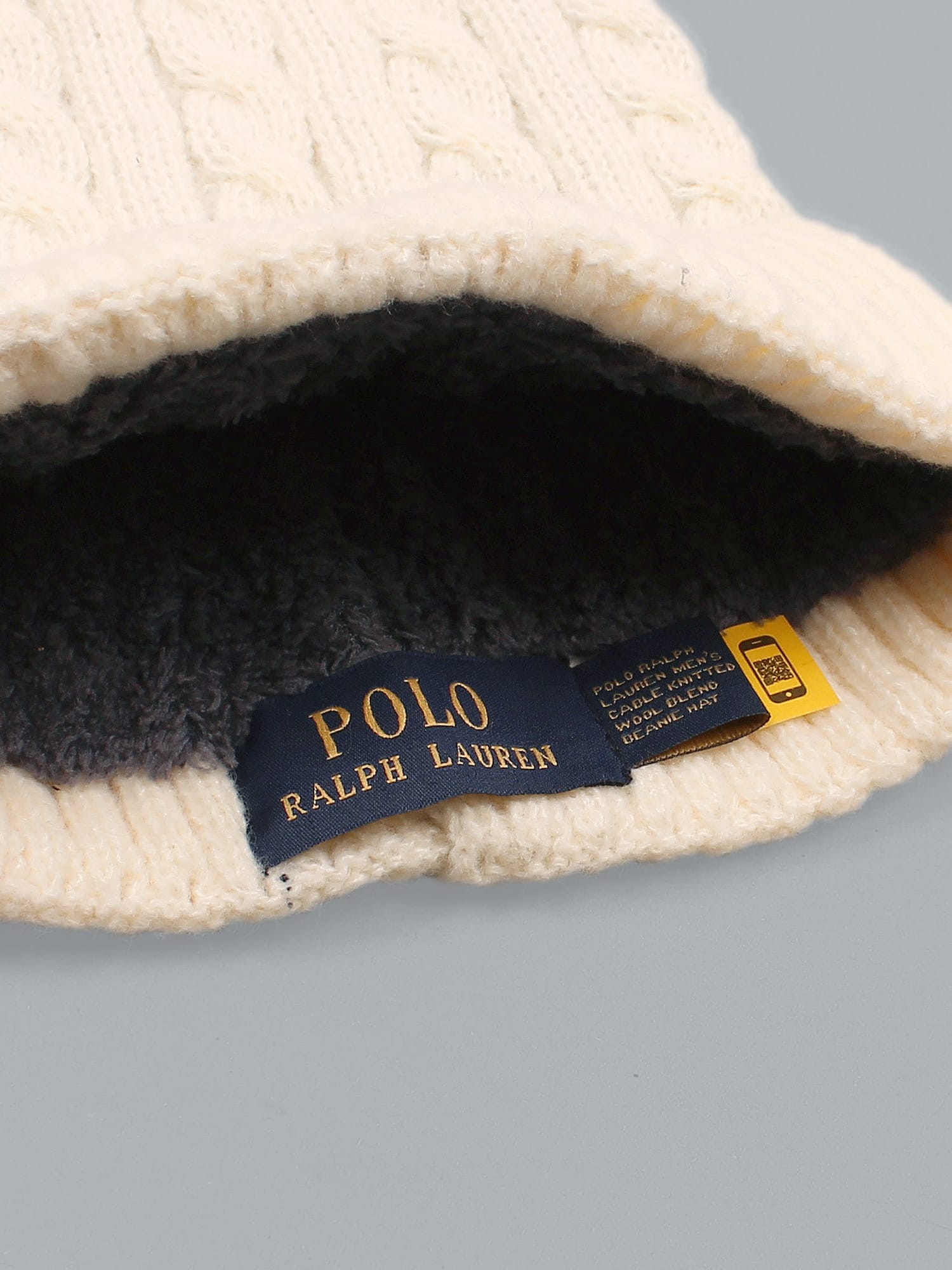 brandahub caps free size Rl Cable Knit Beanie (Beige)