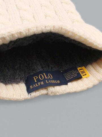 brandahub caps free size Rl Cable Knit Beanie (Beige)
