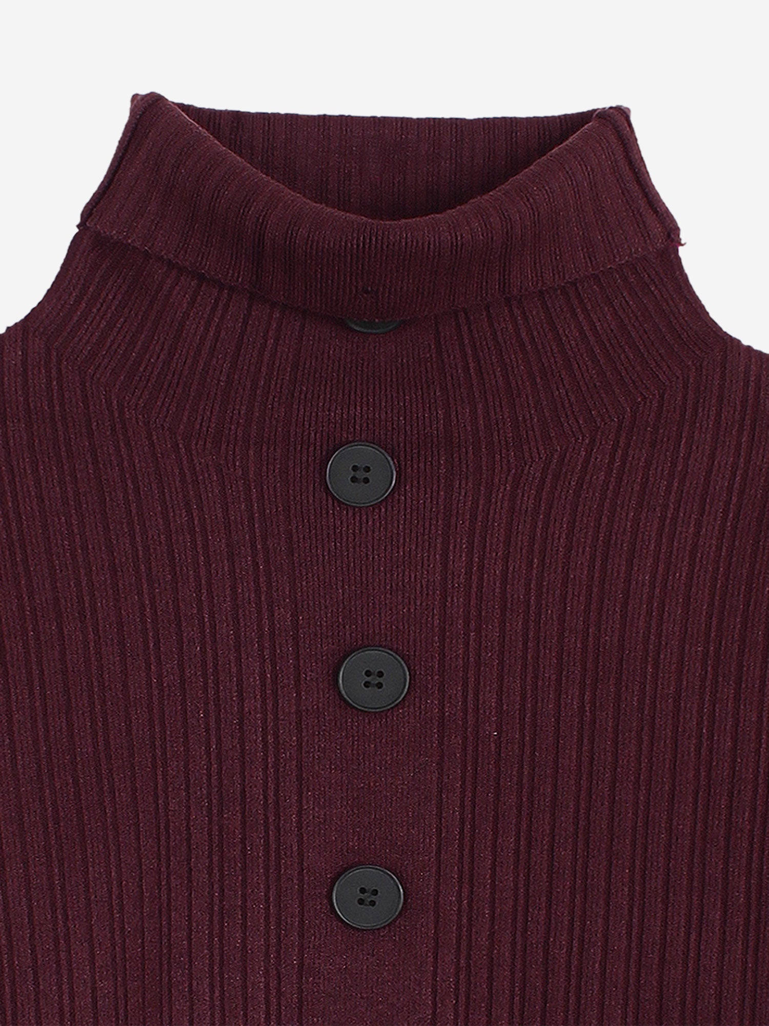 The Kensington Funnel-Neck Ribbed Set (Burgundy)