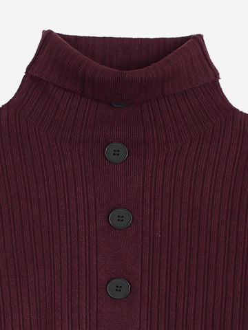 The Kensington Funnel-Neck Ribbed Set (Burgundy)