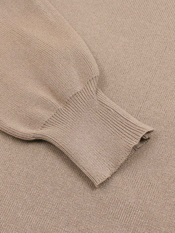 The Geo-Block Poncho Knit Set (Taupe & Cream)