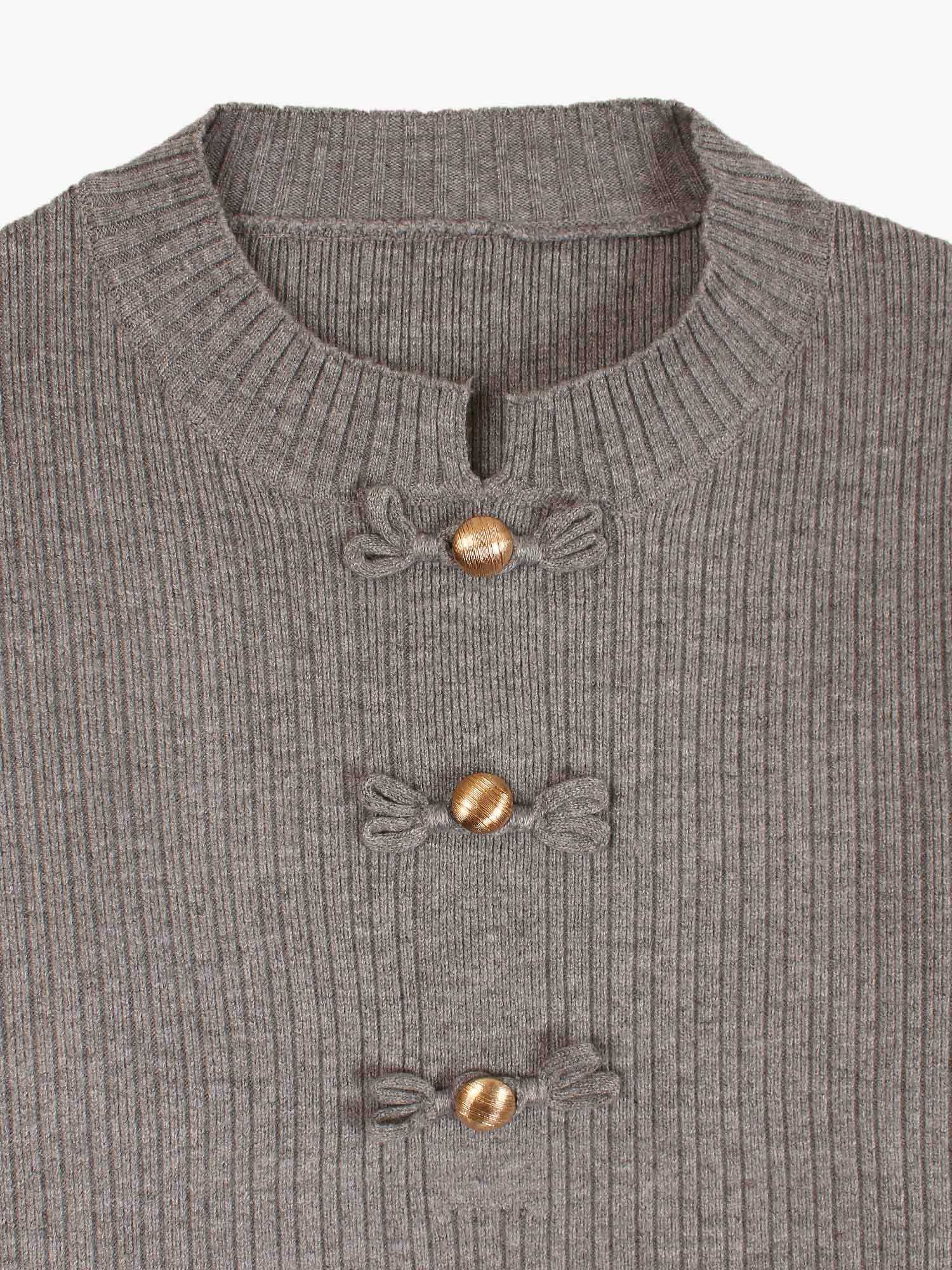 The Dynasty Frog Button Knit Set (brown)