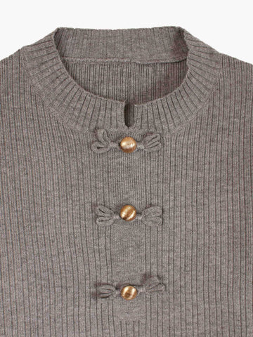 The Dynasty Frog Button Knit Set (brown)