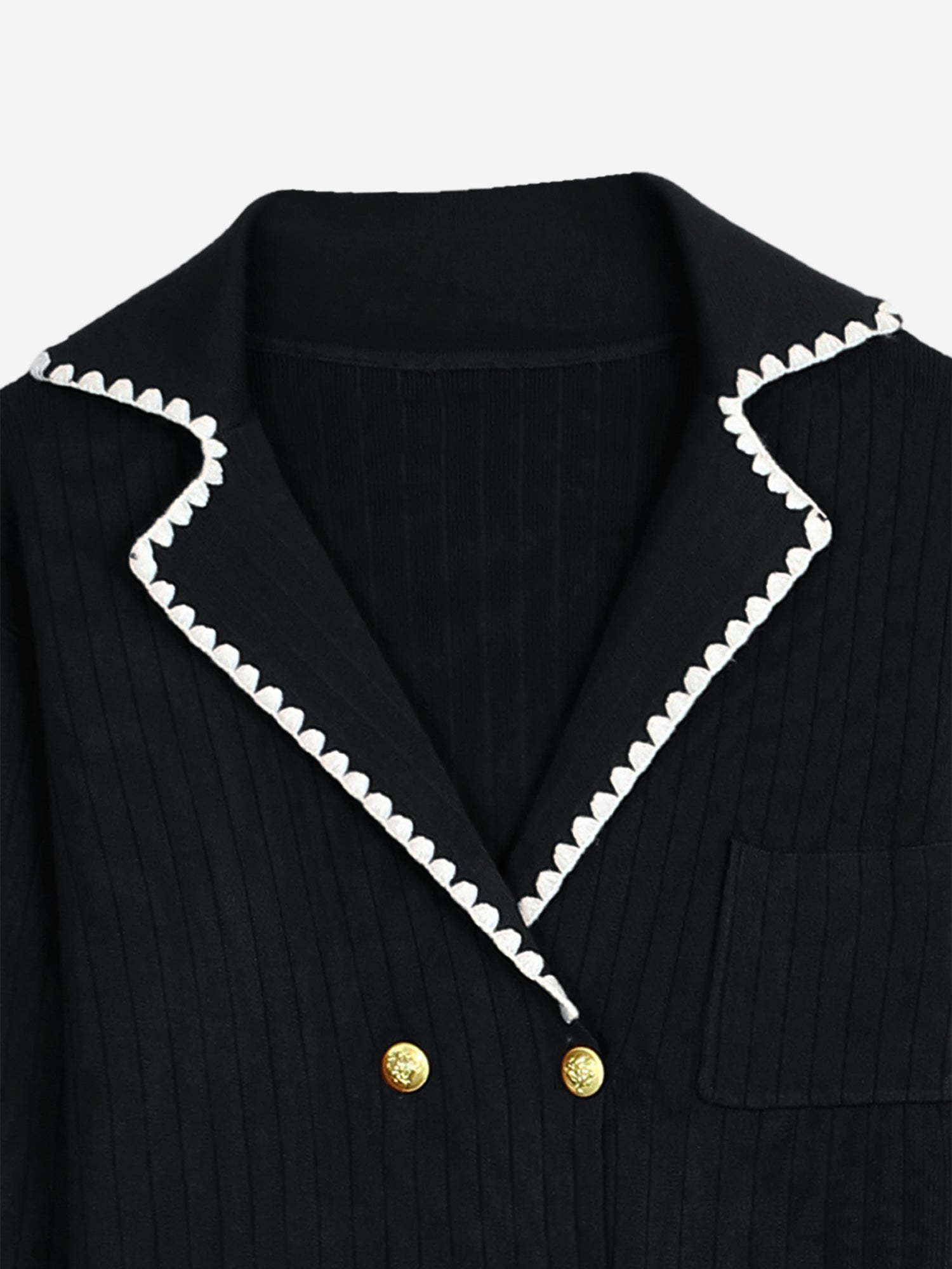 The Riviera Scallop-Trim Knit Set (black)