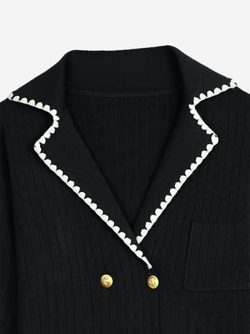 The Riviera Scallop-Trim Knit Set (black)