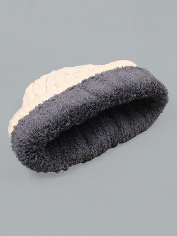 brandahub caps free size Rl Cable Knit Beanie (Beige)