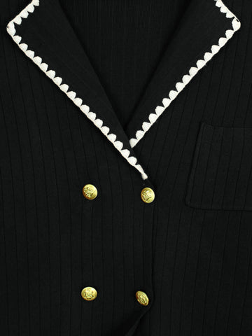 The Riviera Scallop-Trim Knit Set (black)