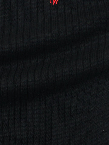 Brandahub sweaters RL Rib Knit Half Zipper Cotton Sweater (black)