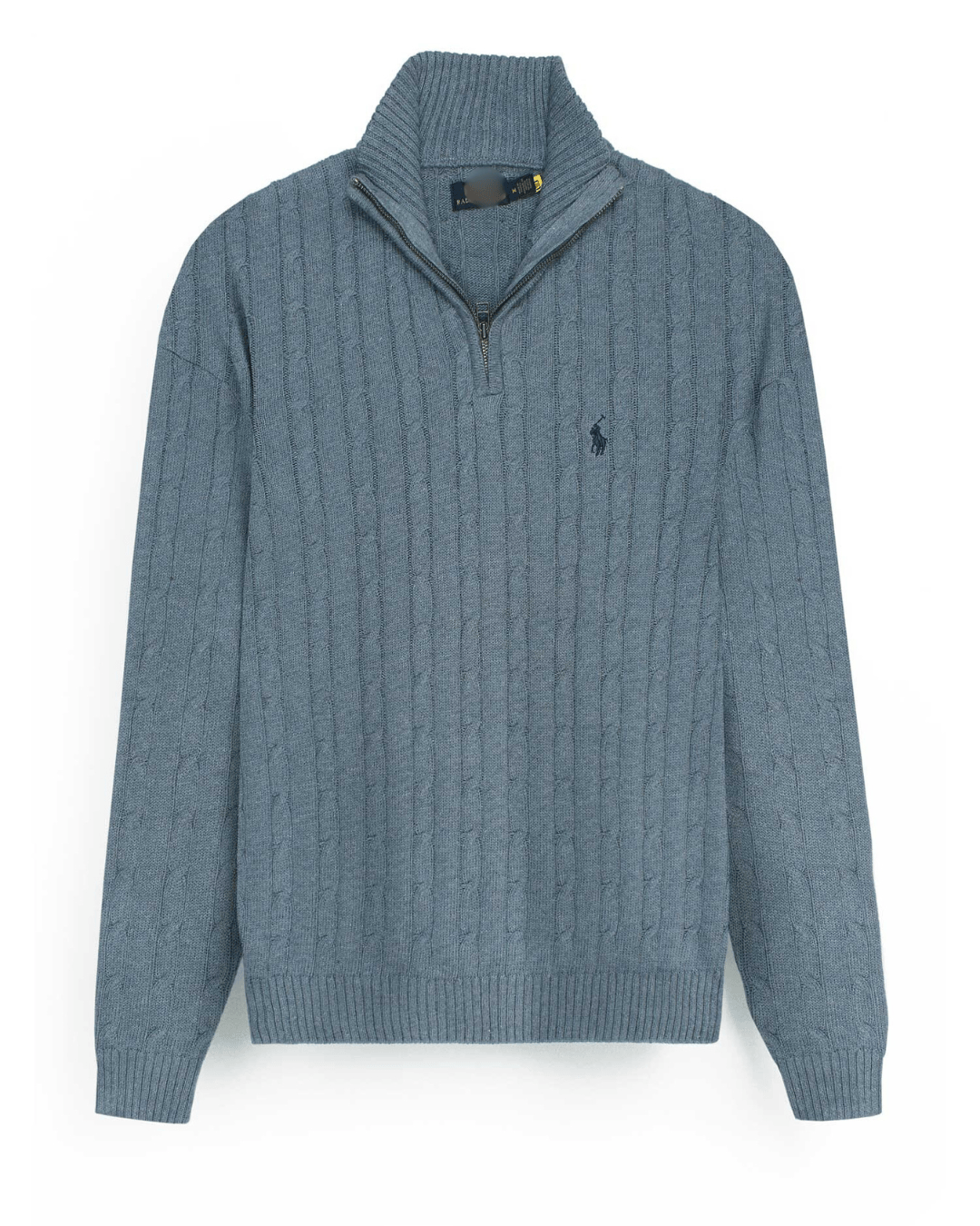 Brandahub sweaters RL Cable-Knit Half Zipper Cotton Sweater (Sky blue)