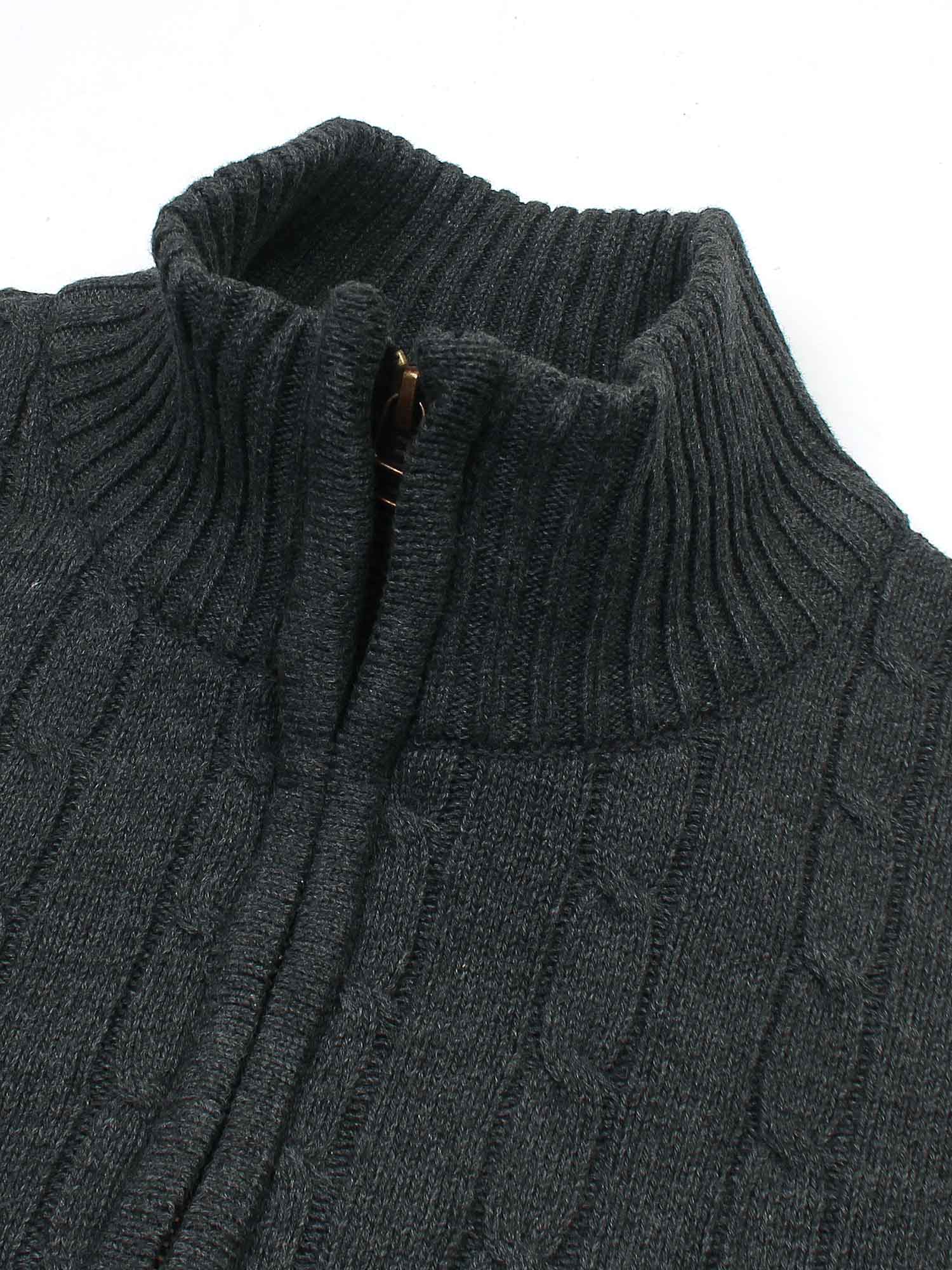 RL Cable-Knit Half Zipper Cotton Sweater (dark grey)
