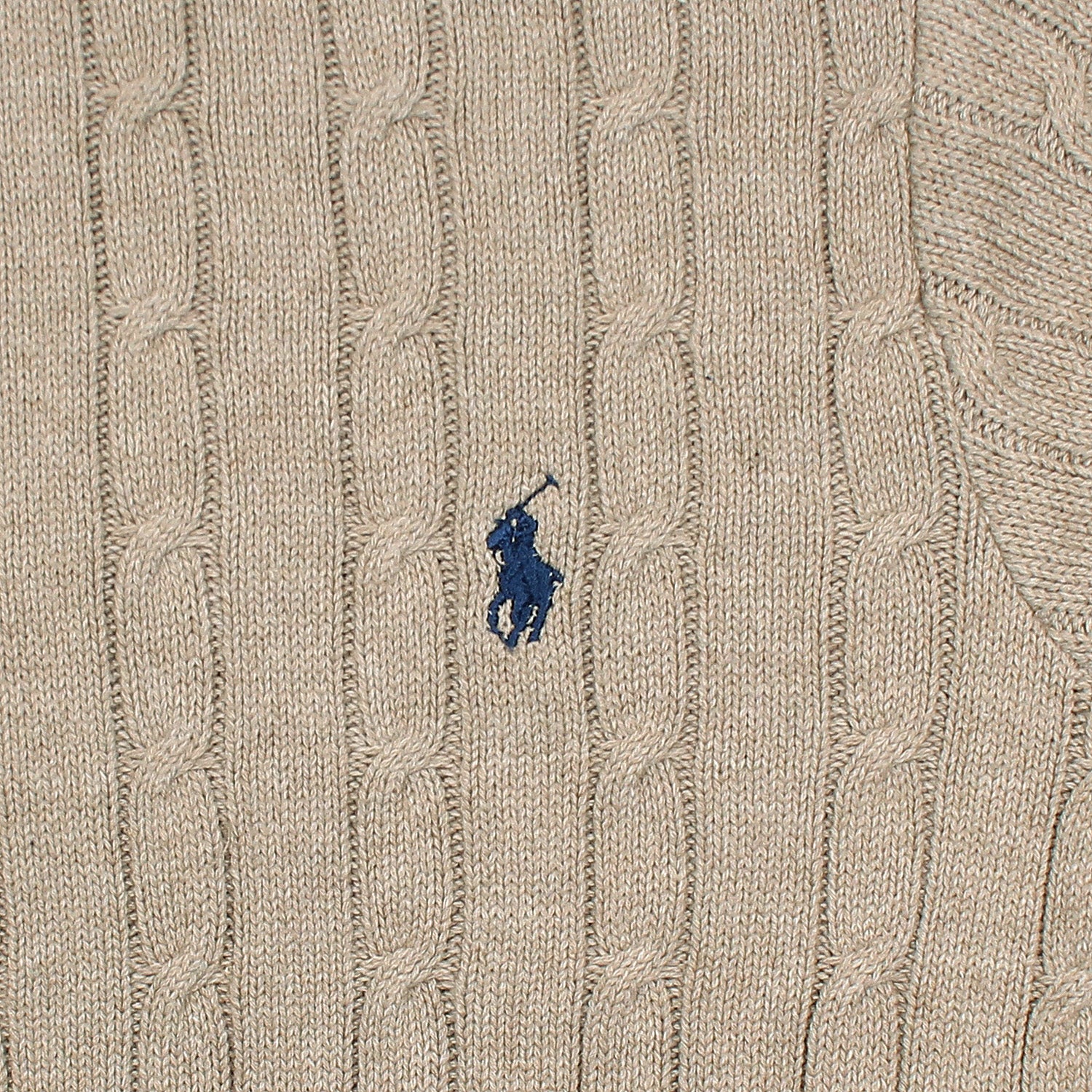 RL Cable-Knit Half Zipper Cotton Sweater (light brown)