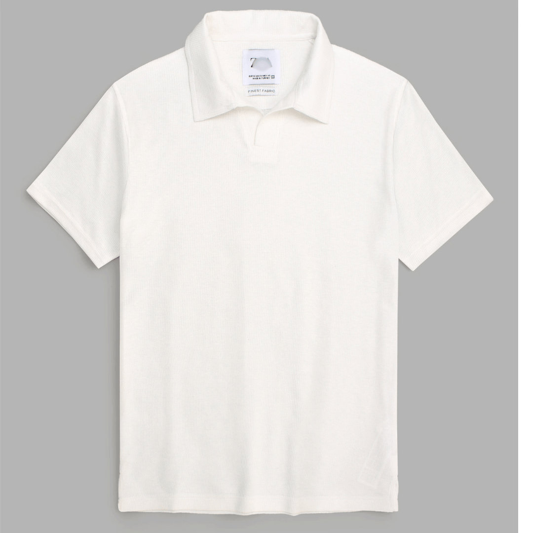 Brandahub polo shirts Premium Zr Waffle knit johnny collar polo-(light beige)