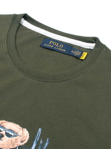Brandahub T-shirts PRL bear T Shirt-Olive green