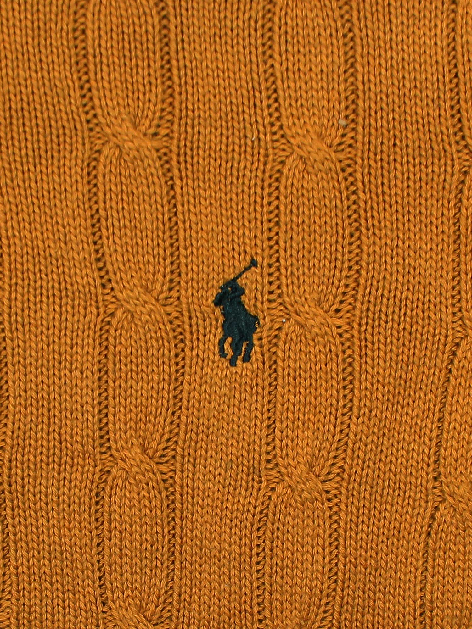 RL Cable-Knit Cotton Sweater (camel brown)
