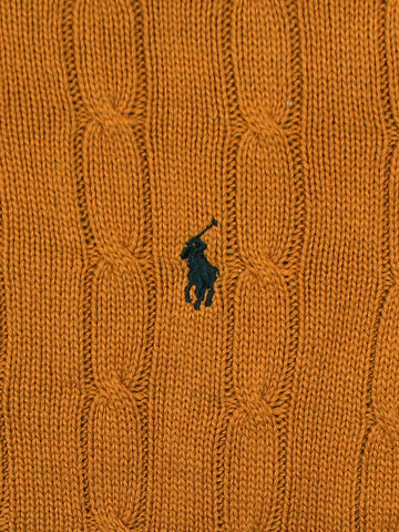 RL Cable-Knit Cotton Sweater (camel brown)