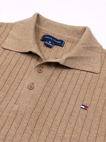 Th knit polo- khaki