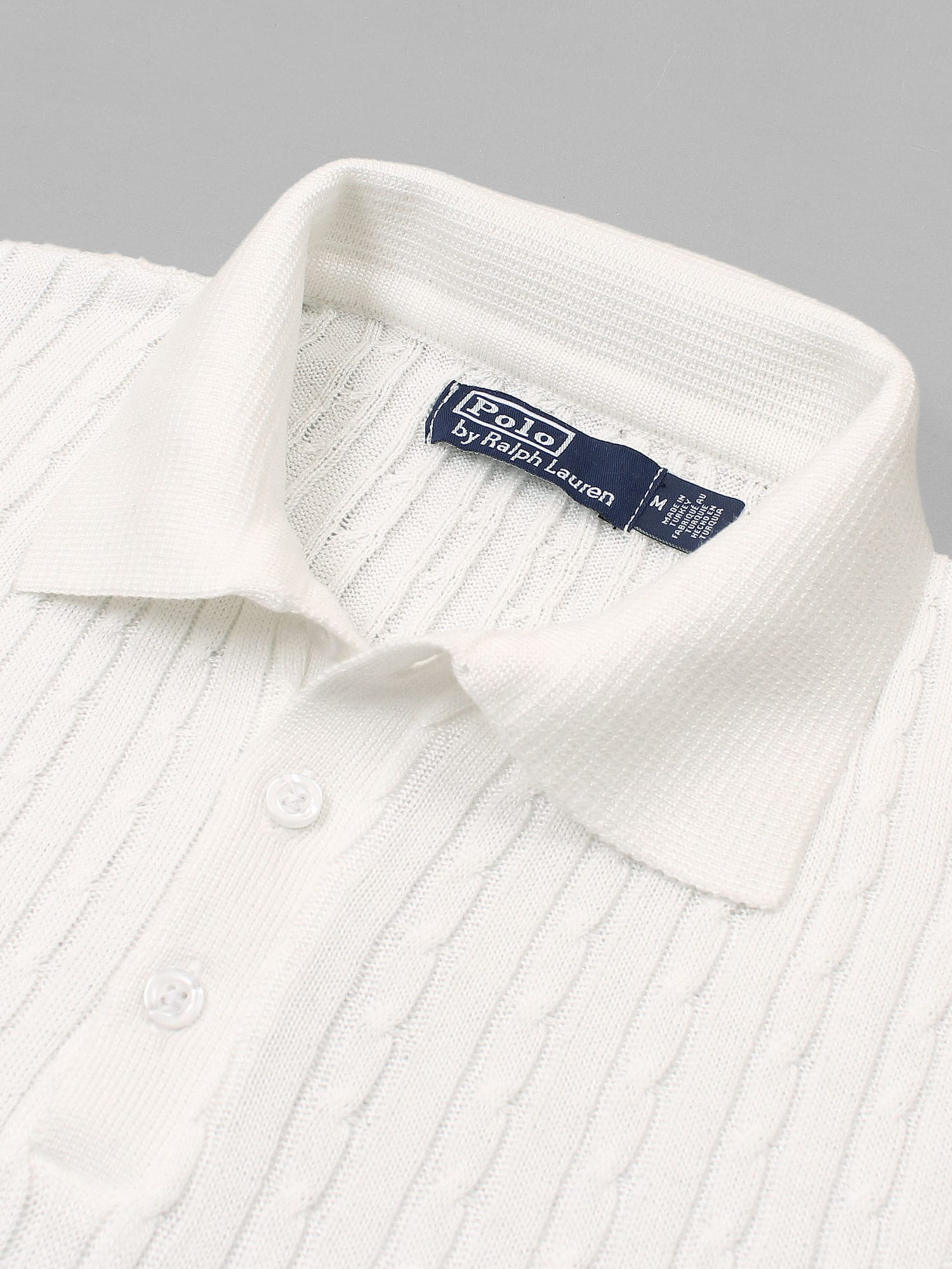 Brandahub polo shirts RL cable knit polo-white
