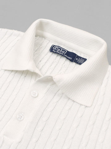 Brandahub polo shirts RL cable knit polo-white