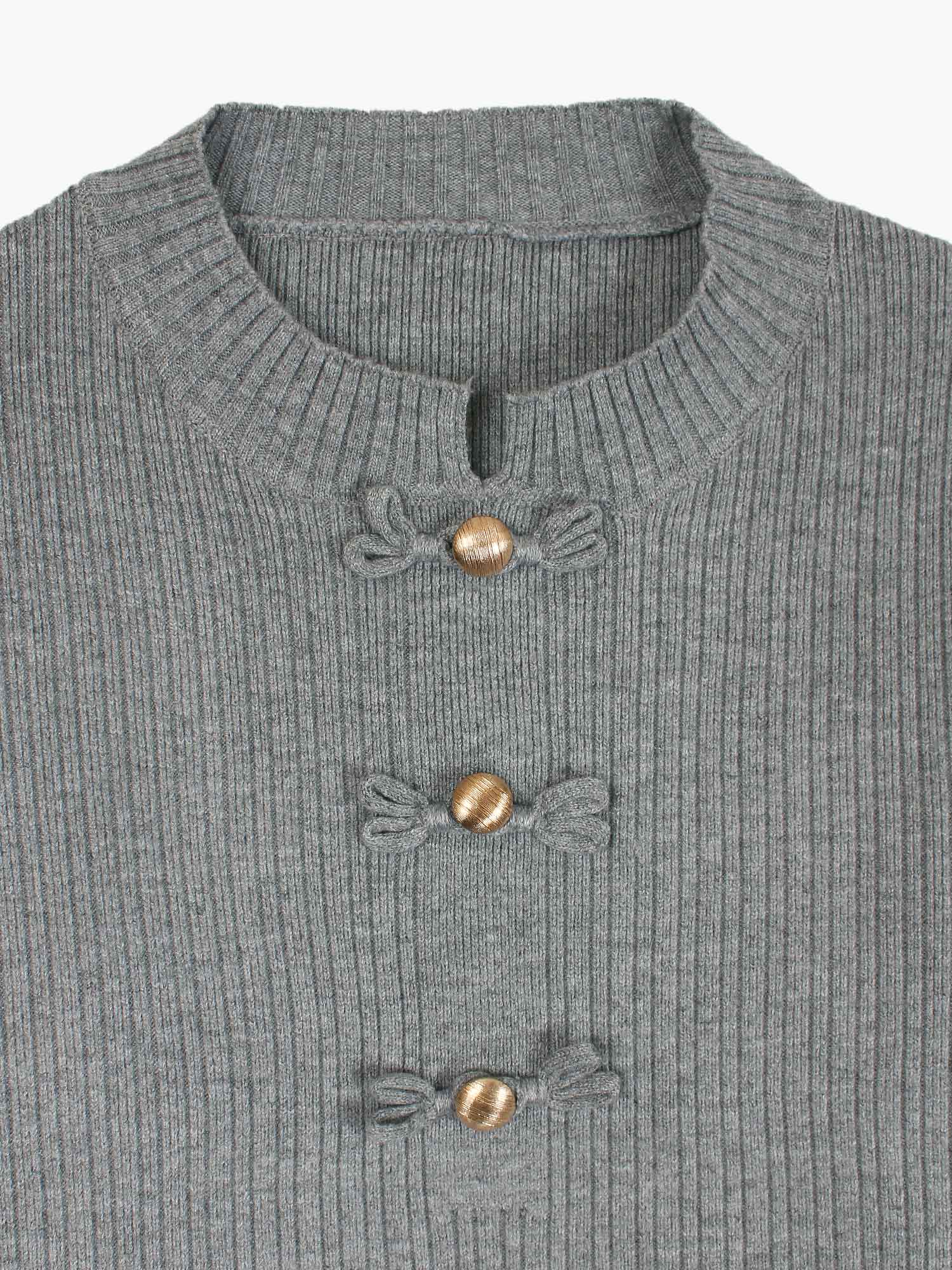 The Dynasty Frog Button Knit Set (grey)