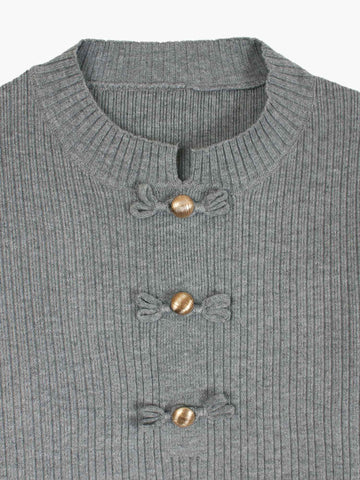 The Dynasty Frog Button Knit Set (grey)