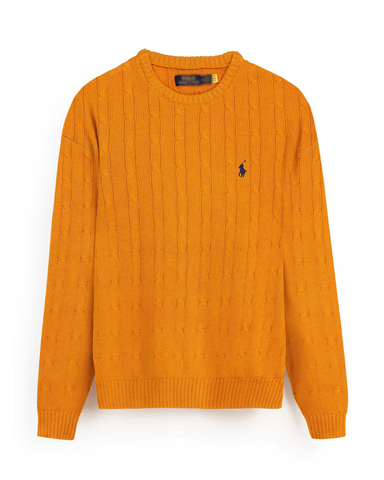 RL Cable-Knit Cotton Sweater (orange)