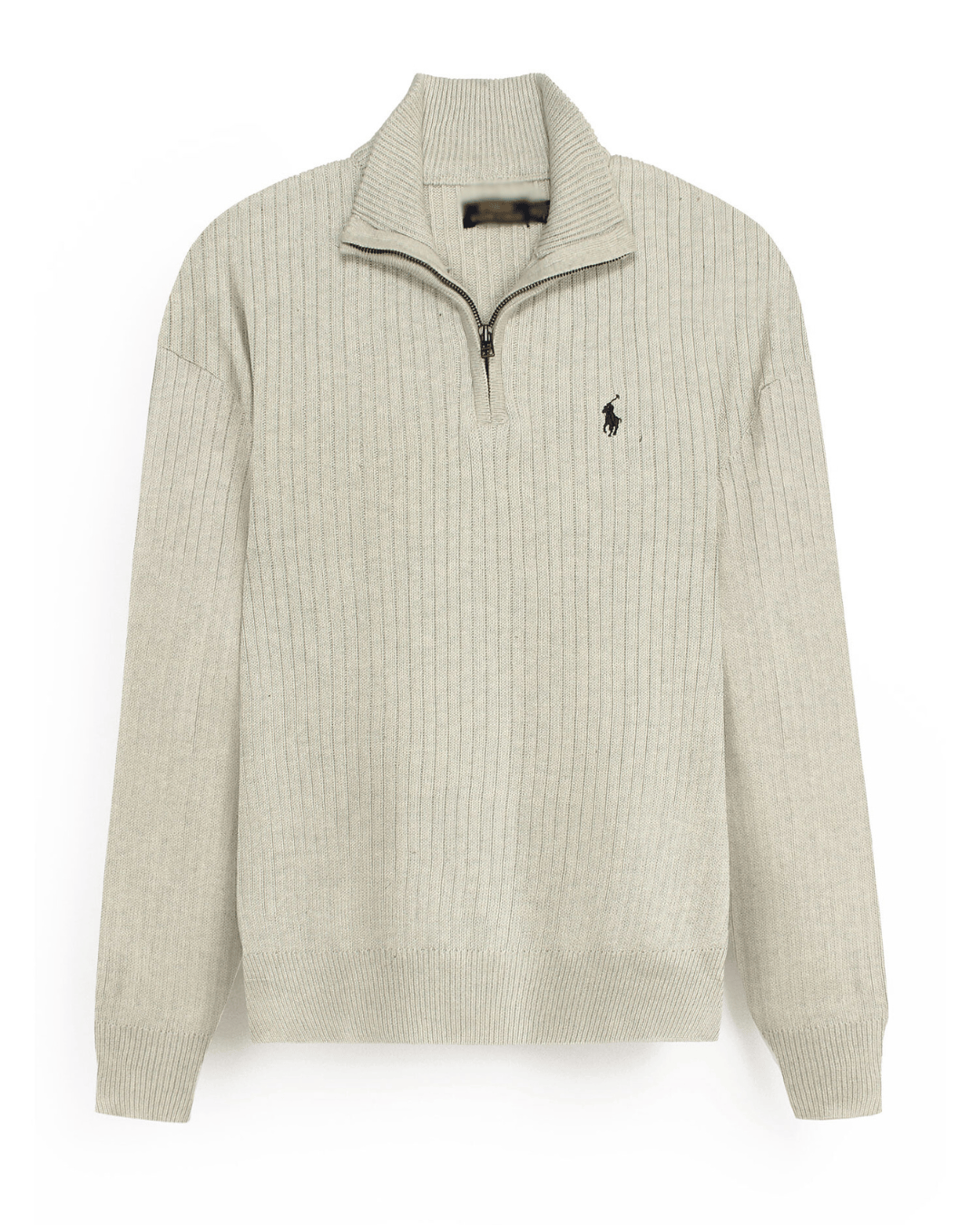 Brandahub sweaters RL Rib Knit Half Zipper Cotton Sweater (beige)
