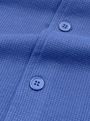 Brandahub polo shirts Premium Zr Waffle knit Resort collar shirt-(blue)