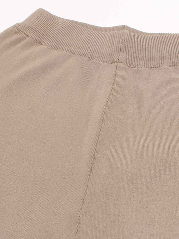 The Geo-Block Poncho Knit Set (Taupe & Cream)