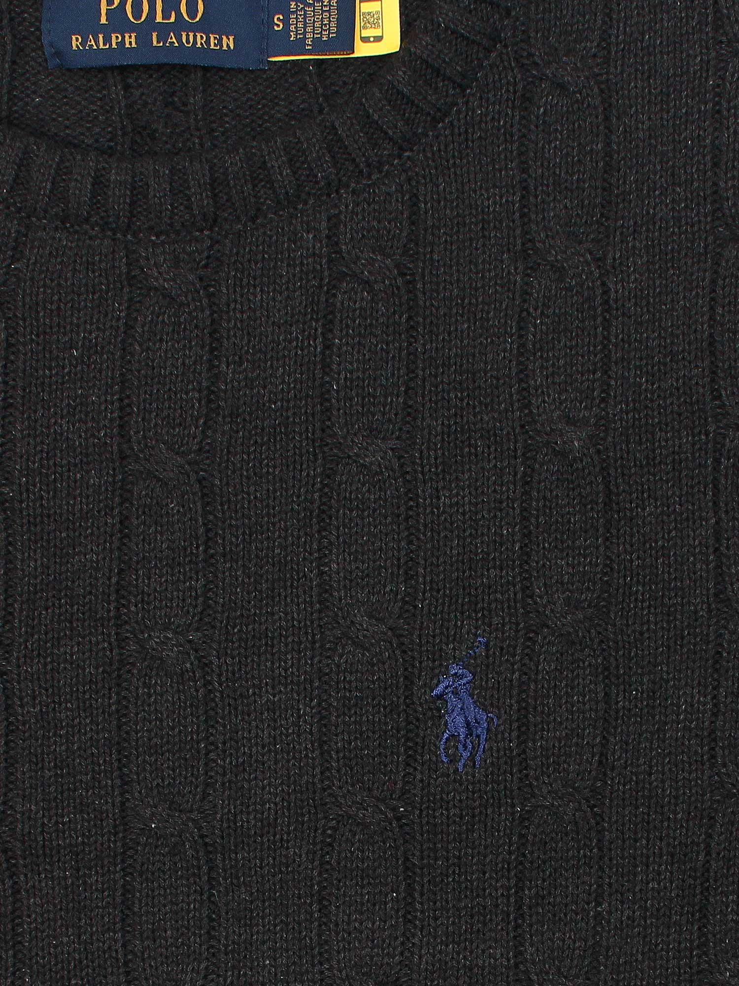 RL Cable-Knit Cotton Sweater (Charcoal)