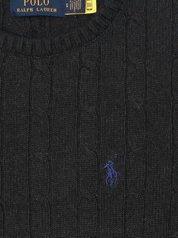 RL Cable-Knit Cotton Sweater (Charcoal)