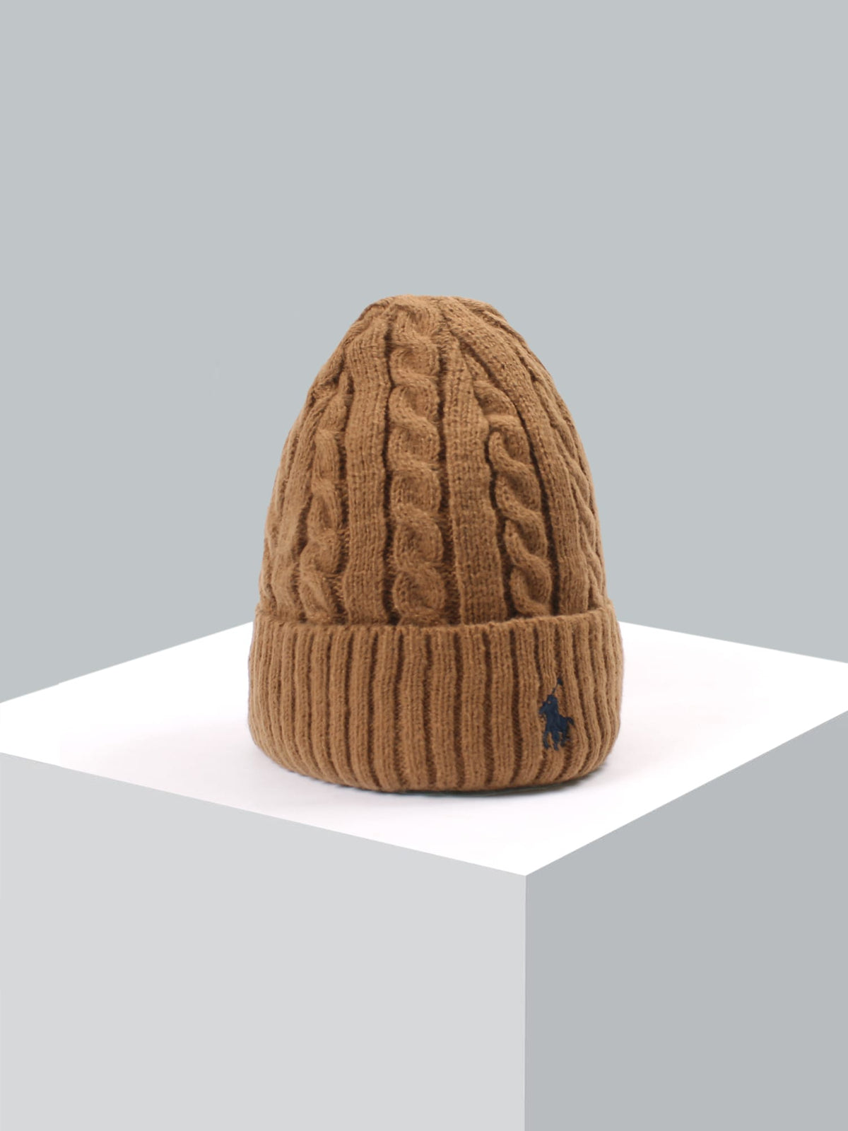 brandahub caps free size Rl Cable Knit Beanie (Camel Brown)