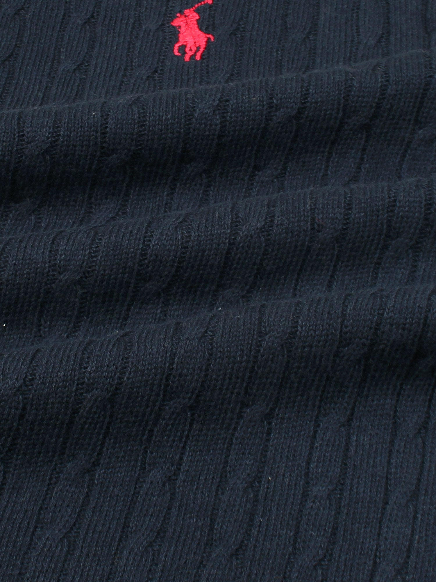 RL cable knit polo-navy blue