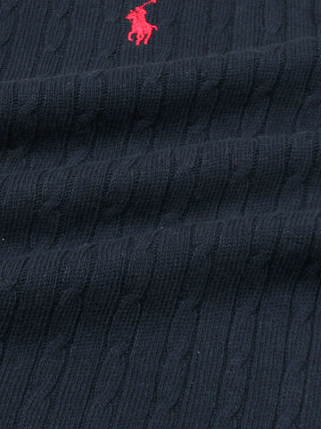 RL cable knit polo-navy blue