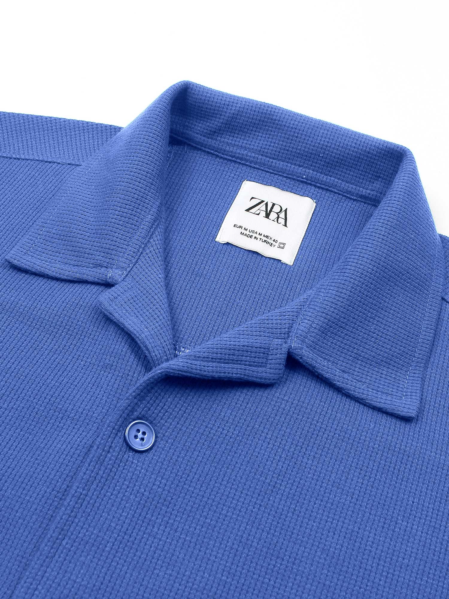 Brandahub polo shirts Premium Zr Waffle knit Resort collar shirt-(blue)