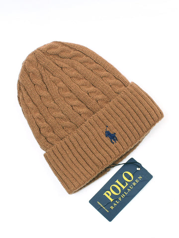 brandahub caps free size Rl Cable Knit Beanie (Camel Brown)
