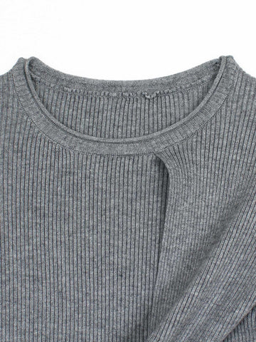 The Aura Asymmetrical Tie-Knit Set (grey)