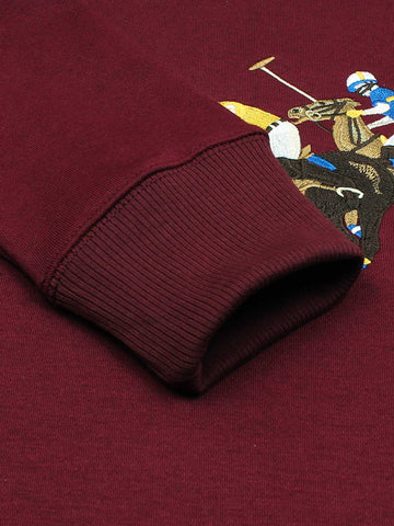 premium Rl triple pony Fleece hoodie (maroon)