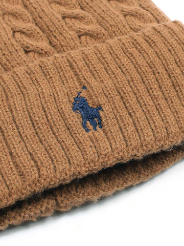 brandahub caps free size Rl Cable Knit Beanie (Camel Brown)