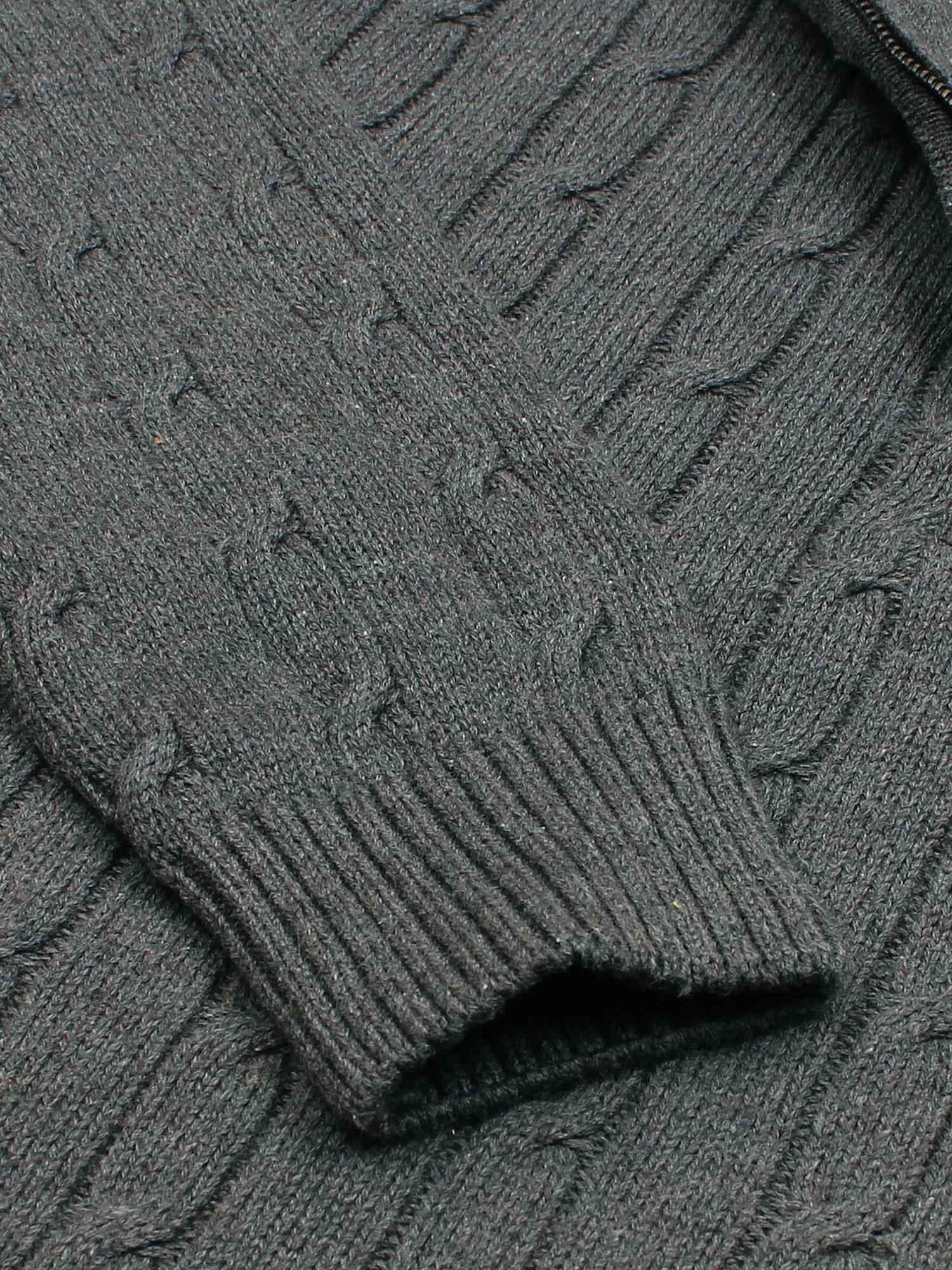 RL Cable-Knit Half Zipper Cotton Sweater (charcoal grey)
