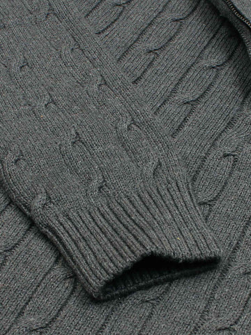 RL Cable-Knit Half Zipper Cotton Sweater (charcoal grey)