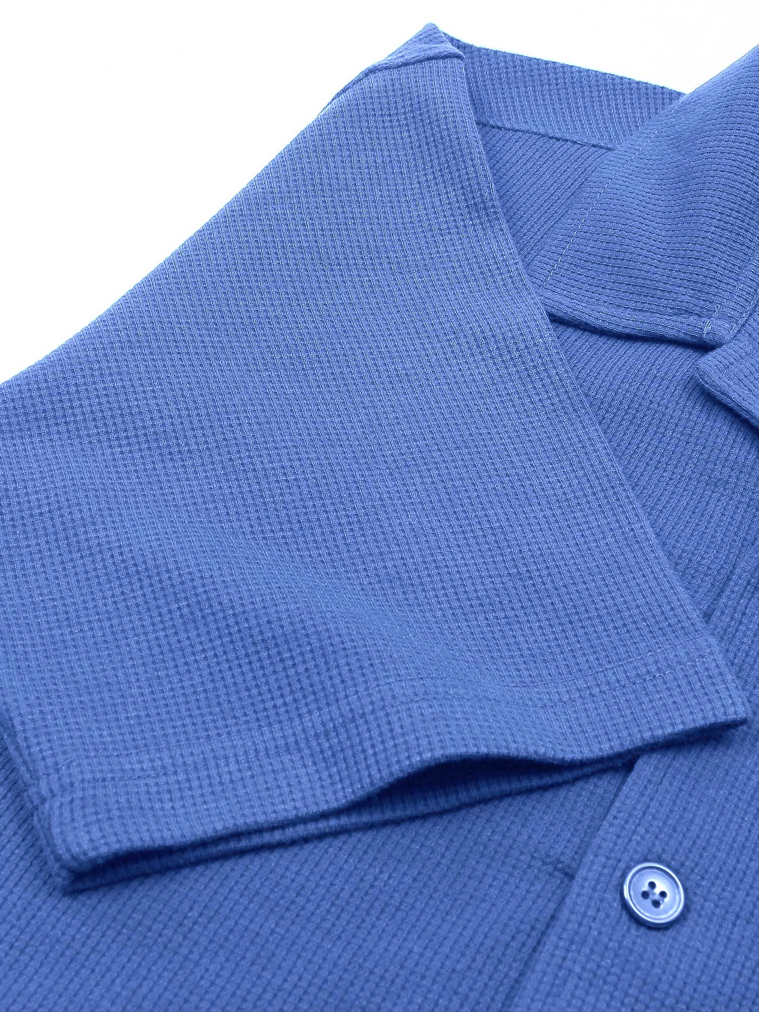 Brandahub polo shirts Premium Zr Waffle knit Resort collar shirt-(blue)