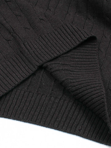 RL Cable-Knit Cotton Sweater (Charcoal)